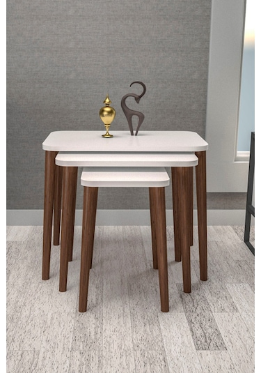 Zigon Sehpa Kr Ve Orta Sehpa Set Torna Kr Beyaz