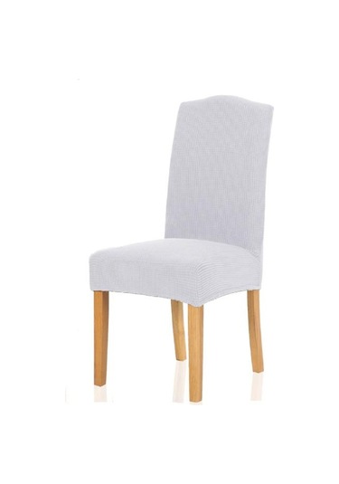 Beyaz Jakarlı Sandalye Kılıfı Spandex Streç Slipcovers Sandalye Sandalye Mutfak Yemek Odası Mutfak Düğün Ziyafet Için Kapakları