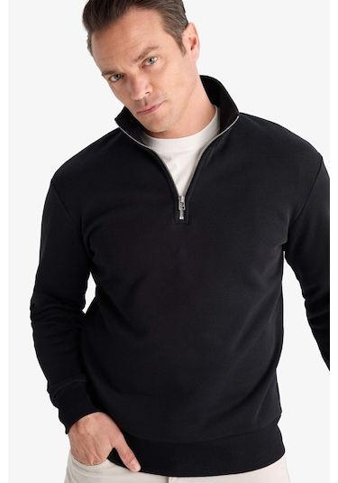 Defacto Regular Fit Dik Yaka Yarım Fermuarlı İçi Yumuşak Tüylü Basic Düz Sweatshirt X7405az25aubk81 Siyah Defacto Regular Fit Dik Yaka Yarım Fermuarlı İçi Yumuşak Tüylü Basic Düz Sweatshirt X7405az25aubk81 Siyah