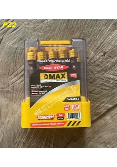 Dmax Pz2 Stoplu Vida Sıkma Ucu Mıknatıslı Çift Yönlü Yıldız Bits Uç 10 Adet Matkap Ucu
