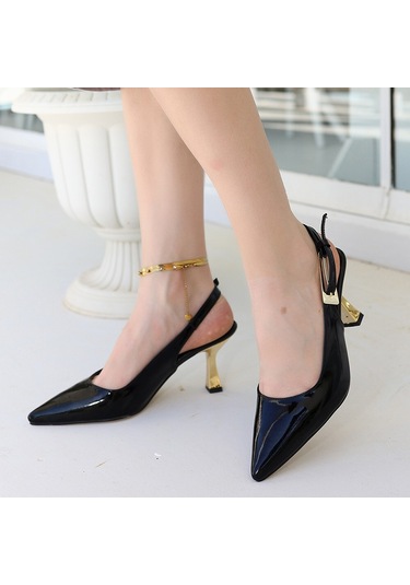 Zalin Siyah Rugan Topuklu Ayakkabı Siyah