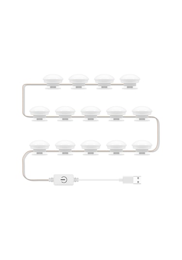 Moveevo Led Makyaj Aynası Ampulü Ayna Ön Işığı Usb Makyaj Işığı Üç Renkli Karartmalı Ayna 14 Işık