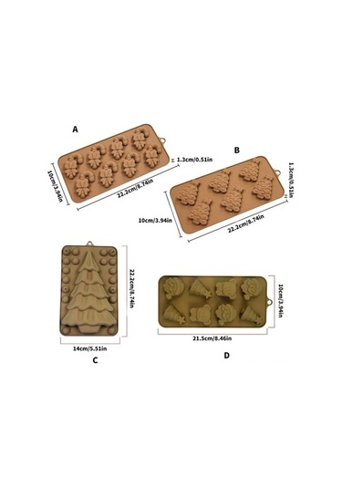 Besthome1 Noel Gibi Silikon Pasta Kalıbı - Yiyecek Grubu, Fırına Uygun, Esnek Çıkarım, Çikolata/pasta Dekorasyonu İçin Renkli Kahverengi