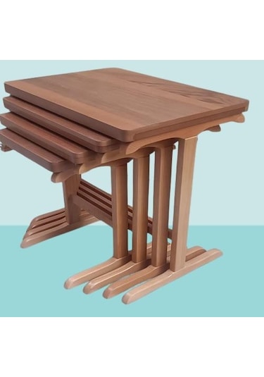 Zigon Ilgaz T Sehpa Model Kayın Gövde Parlak Ceviz Renk Kutuda Sevk El Yapım