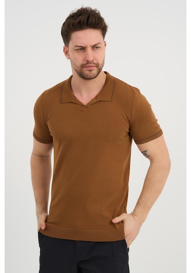 Alexander Gardi Alexandergardı Resort Yaka Triko T-shirt Taba