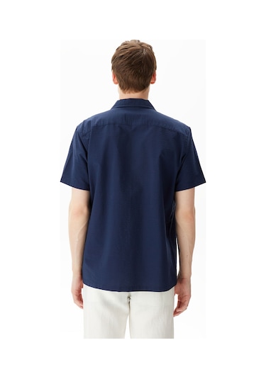 Nautica Erkek Lacivert Classic Fit Kısa Kollu Gömlek Düz W45407t Mavi