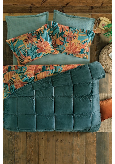 Puffy Elody Çift Kişilik Threefy Set - Petrol