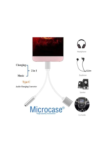 Microcase Type-C 2In1 Şarj Kulaklık Dönüştürücü Al2361