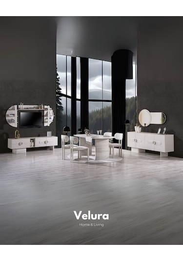 Moon Yemek Odası Takımı Yemek Masası + 4 Adet Sandalye Kırık Beyaz