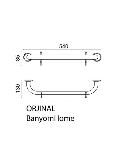 Çelik Banyo Paslanmaz Pirinç Bella Kancalı 50 Cm Uzun Havluluk Gri
