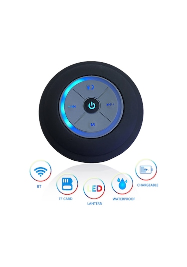 Singree Pembe Emniyetli Bluetooth Hoparlör - Duş, Havuz Ve Seyahat İçin Su Geçirmez Led Işıklı Hoparlör