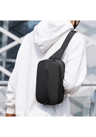 Erkekler İçin Şık Ve Fonksiyonel Omuz Çantası - Günlük Kullanıma Uygun Siyah Tasarım Siyah