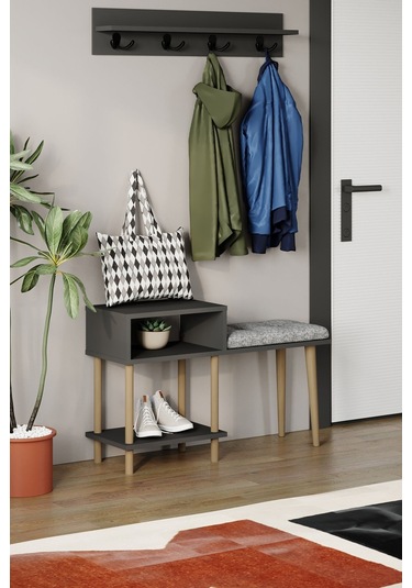 Puflu Ayakkabılık Raflı Ayakkabılık Iki Raflı Ayakkabılık-antrasit Antrasit