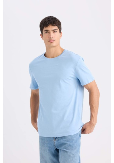 DeFacto New Regular Fit Bisiklet Yaka Basic Düz Kısa Kollu Tişört E1091AXNSBE113