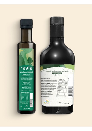 2'li Ürün - Ravla Enginar Sirkesi - 250ml / Ravla Organik Erken Hasat Zeytinyağı - 500ml