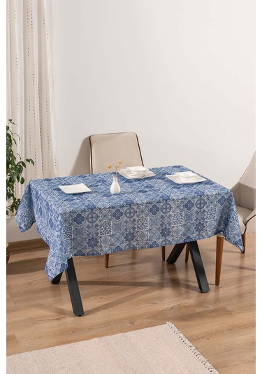 Mavi Çini Desenli Masa Örtüsü, Sofra Bezi, Piknik Örtüsü Mavi