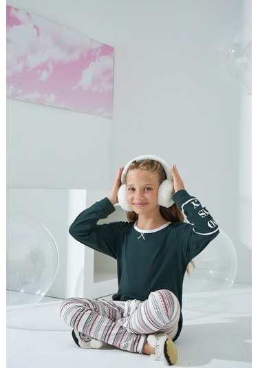 Kız Çocuk Uzun Kol Taytlı Yeşil Pijama Takımı C8t5n8o0 001