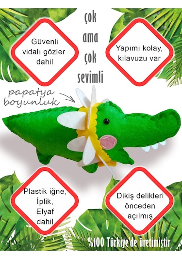 Sevimli Timsah Keçe Oyuncak Dikiş Seti - Geliştirici Montessori Oyuncak