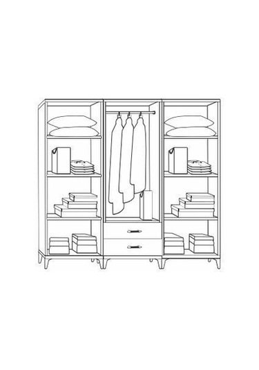 Harika 4 Kapılı Beyaz Kuleli Aynasız Dolap