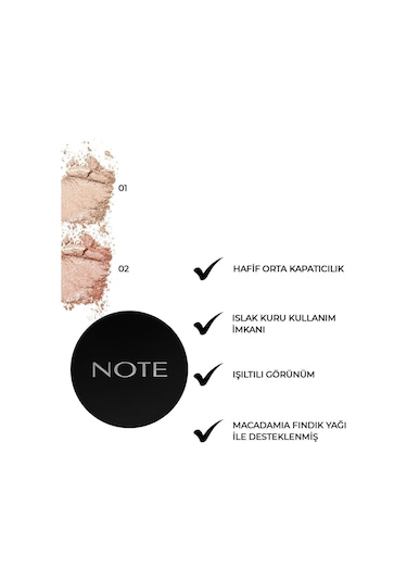 Note Cosmetique Baked Highlighter Işıltılı Fırınlanmış Toz Aydınlatıcı - 01 Moonlight