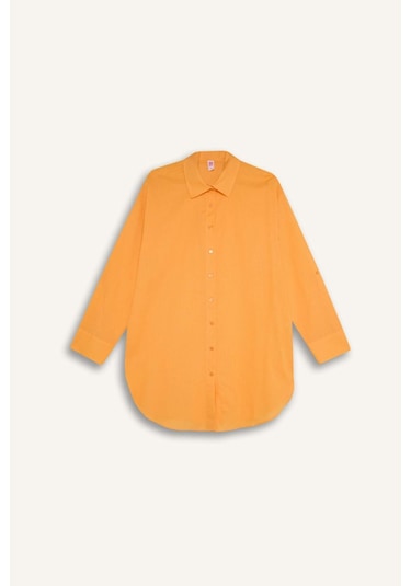 DeFacto Regular Fit Pamuklu Plaj Gömleği-Fall in Love W8241AZ24SMYL301 Sarı