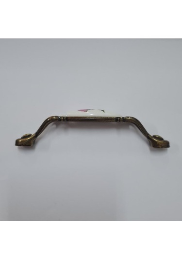 Miray 96 Mm Metal Antik Sarı Porselen Gül Desenli / 5 Adet Sarı