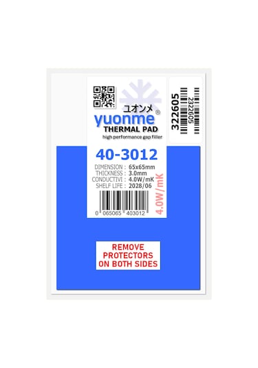 Yuonme Termal Ped / Thermal Pad 3.0mm 4.0w/mk 65x65mm 40-3012