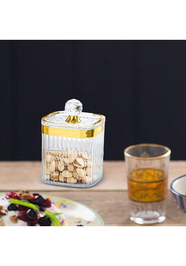 Suntek Magideal Gıda Saklama Kabı Kapaklı Kavanoz Baharat Servis Altın