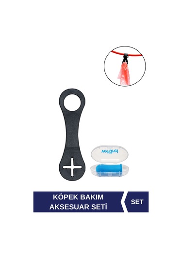 Köpek Dışkı Torbası Kaka Poşeti Taşıma Aksesuarı + Köpek Diş Fırçası Yumuşak Silikon Parmak Fırça