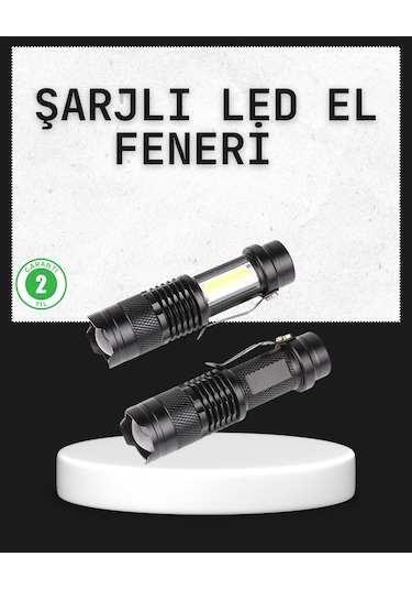 Konsantrasyon Ayarlı 2000 Lümen Şarjlı Led El Feneri