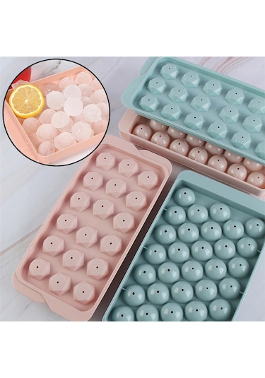 Küre Buz Kalıbı Kapaklı 33 Hazneli Yuvarlak Buz Kalıbı Kokteyl Sunum Buz Kalıbı Diğer