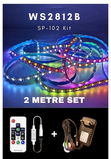 2mt. Ws2812b Kumandalı / Tak Çalıştır Adreslenebilir Şerit Led