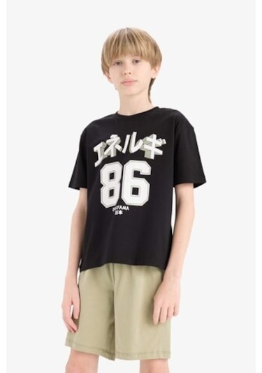 DeFacto Erkek Çocuk 2'li Takım Baskılı Kısa Kollu Tişört Şort E3401A825SMBK81