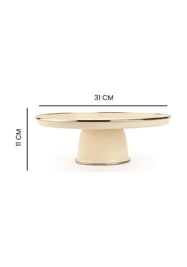 Mien Emaye Büyük Servis Standı - Krem - 31x11 Cm Krem