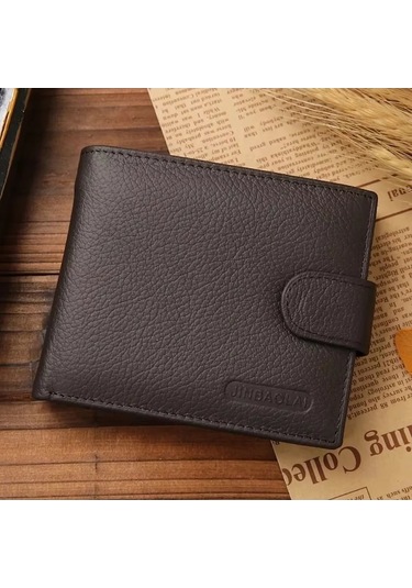 Createtech Hakiki Deri Erkek Cüzdan, Premium Siyah Inek Derisi, Kısa Adam Model Siyah