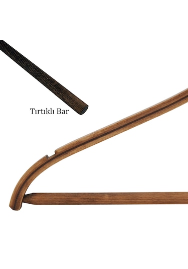 Nyn Ahşap Askı Barlı Gömlek Pantolon Askısı Ceviz Renk 100 Adet Kahverengi