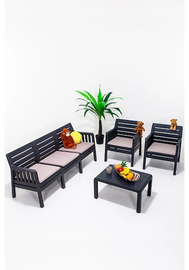 Silva Minderli 3+1+1+s Antrasit Bahçe&balkon&teras Oturma Grubu Antasit