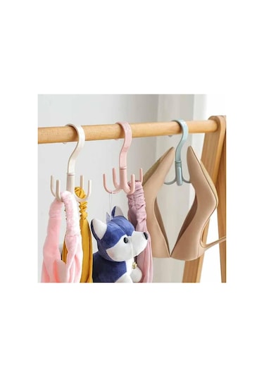 Pembe Jjyy 1 Adet Ev Çok Fonksiyonlu Döner Ayakkabı Raf Balkon Kurutma Rafı Kravat Bel Çantası Kanca Açık Ayakkabı Şapka Kurutma Raf Kanca Pembe