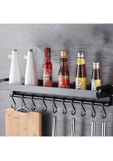 Dancemonkey Mutfak Çok Fonksiyonlu Baharat Depolama Rafı Siyah , Pratik Tasarım Siyah