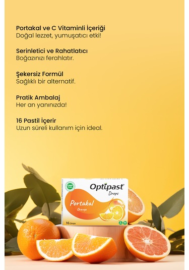Optipast Drops Portakal & C Vitaminli 16 Pastil