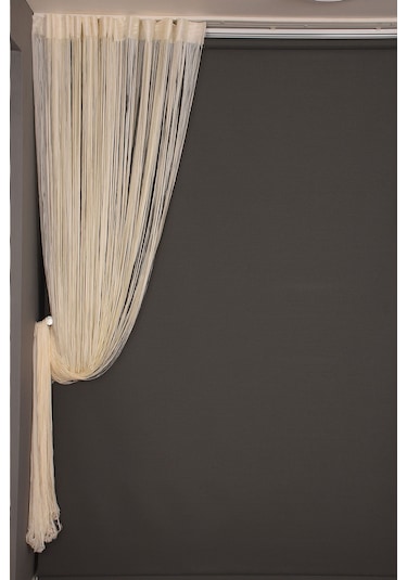 Düz İp Model Krem Renk Hazır İp Perde 300 270 Krem