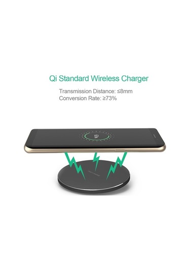 Sandwich Siyah Ultra İnce Alüminyum Qi Kablosuz Şarj Aleti - Hızlı Telefon Şarj Üstü, Taşınabilir Qi Standartlı Şarj