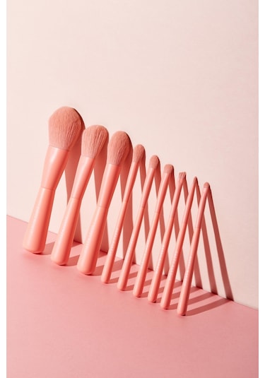 Hzl Makyaj Fırça Seti Çantalı 9lu Pembe-431