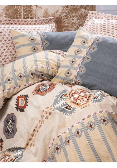 Etnich Tek Kişilik Nevresim Takımı Dakota Gri Renkli