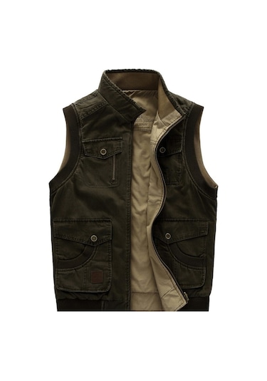 Sımıcg Gündelik Pamuklu Çift Taraflı Erkek Yelek Yeşil