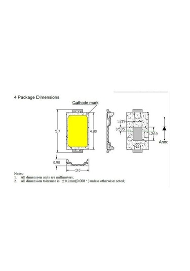 5730 Smd Led Sıcak Beyaz 5.7 3.0mm 150ma 40-60lm 10 Adet