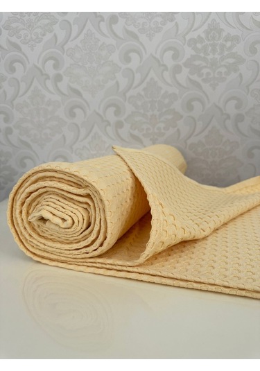 Premium %100 Pamuk Çift Kişilik Yazlık Pike, Yatak Örtüsü,terletmez Kumaş Güneşsarı Renk 240x200cm Sari