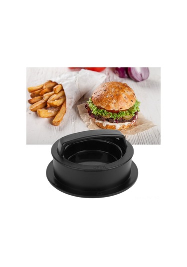 Teltree Üçlü Fonksiyonlu Hamburger Ve Pasta Kalıbı, Ev Kullanıma Abs Malzeme, Yıkama Kolay, Yapışmaz, Profesyonel Sonuçlar Siyah