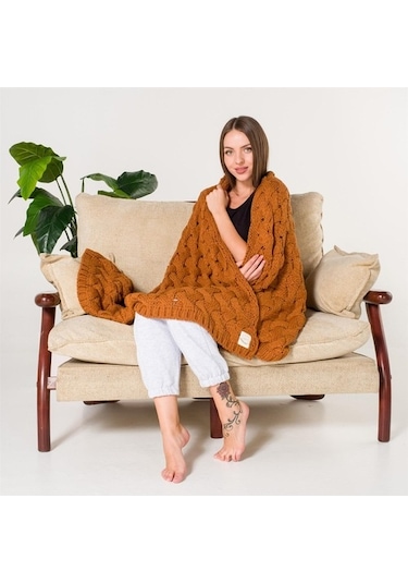 Serenita Saç Örgü Triko Tv Battaniyesi Throw Koltuk Şalı (538861623)-110X160
