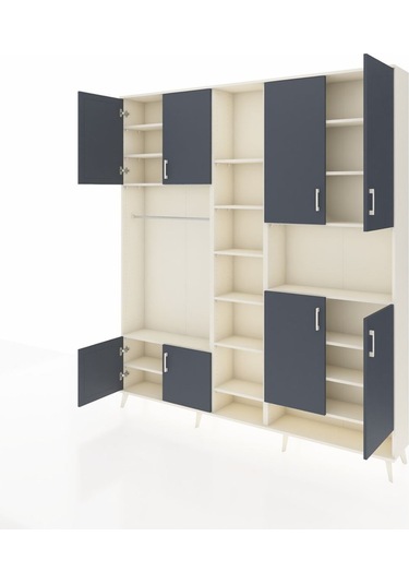 Arges Dolap 18 Raflı 8 Kapaklı Tek Askılı 220x30x243 Aytaşı-antrasit/aytaşı Antrasıt/aytası